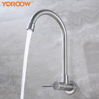 China Good Price Thermostatic Single Handle YOROOW Faucets Nickel Kitchen Faucet 304 Stainless Steel Cold Water Kitchen Sink Wall Mounted Faucet for sale