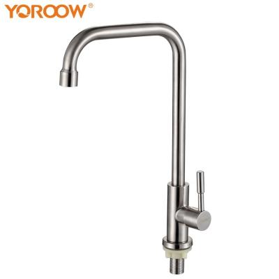 China YOROOW Faucets Good Quality Thermostatic Single Handle 304 Stainless Steel Cold Water Faucet Nickel Brushed Deck Mounted Kitchen Sink Faucet for sale