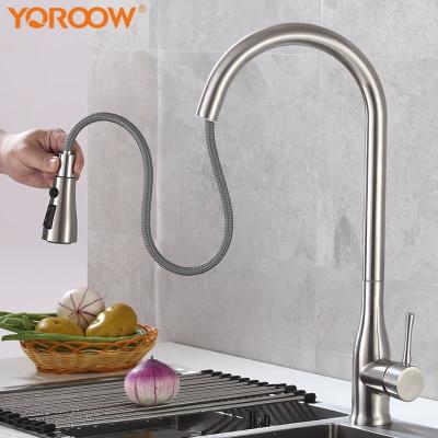 China YOROOW Faucets Good Quality 304 Stainless Steel Thermostatic Kitchen Faucets With Pull Down Sprayer Deck Mount Pull Out Kitchen Sink Faucet for sale