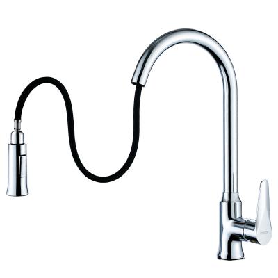 China Factory Supply YOROOW CLASSIC Single Handle Chromed Plated Pull Out Kitchen Faucet Flexible Brass Mixer With Pull Down Sprayer for sale