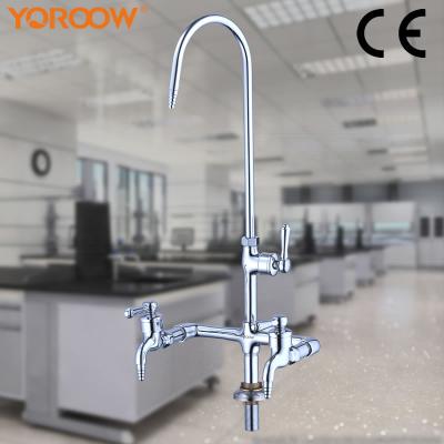 China Modern Brass Lab Faucet Wall Mounted Chrome Body Triple Handle Pull Out Spray 3 Way Outlet Lab Faucet Water Tap Spout for sale