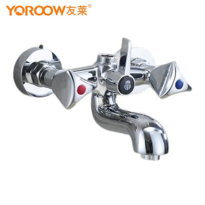 China Without Sliding Bar YOROOW Good Quality Zinc Body Shower Faucet Lever Mixer Zinc Handle Bathtub Faucet Double For Bathroom for sale