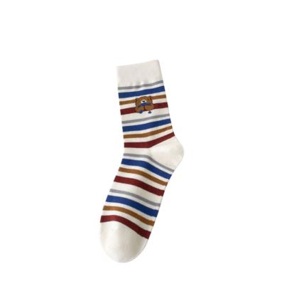 China Fashion stripe cotton jacquard women ladies fashion high quality cotton candy heart soft girls socks for sale