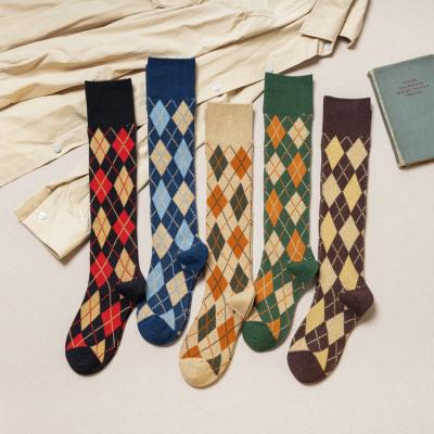 China Breathable Classic Fashion England Argyle Retro Women Dress Girls Knee High Socks for sale