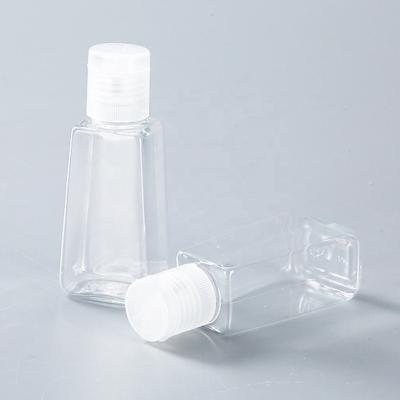 China Household Products Trapezoid Clear 30/60/100ml Sanitizer Spray Squeeze Bottle Flip Top Empty Plastic Hand for sale