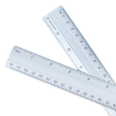 China Custom Plastic Transparent School Stationery Scale Ruler 30cm Height Scale Clear For Student Teaching School Ruler for sale