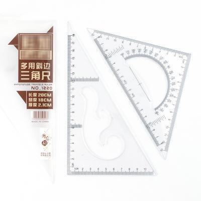 China School Stationery Scale Universal Right Angle Triangle Triangular Plastic Drawing Ruler With Protractor for sale