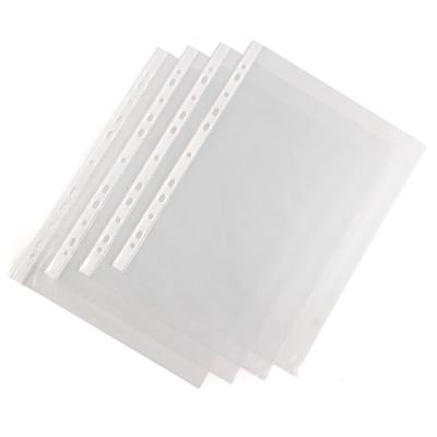 China Custom Logo 11 Holes A4 PP Plastic Clear File Folder Punch Pockets Office School Clear Plastic Sheet Protectors for sale