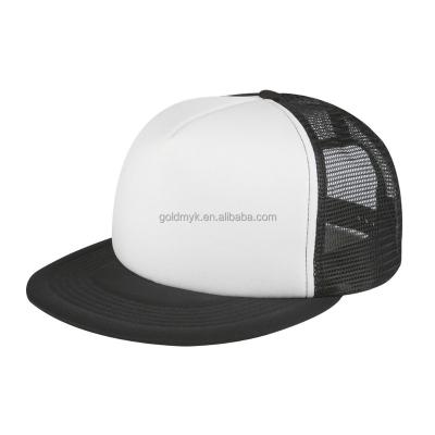 China The COMMON 5 Panel Cheap Polyester With Foam Flat Brim Wholesale Empty Trucker Hat for sale