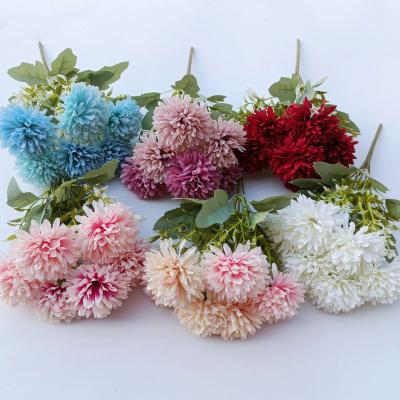 China Factory Supply Artificial Silk Dandelion Lace Fabric Dandelion Ball Chrysanthemum Flower Silk Ball for sale