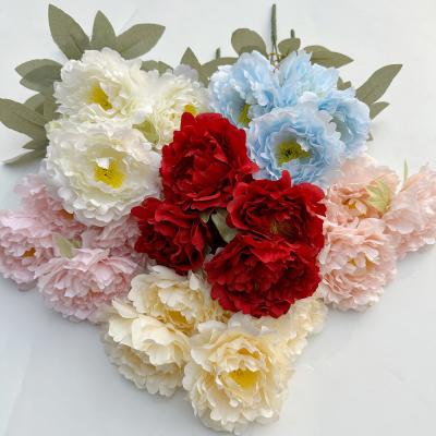 China Hot Sale Peony Artificial Flowers Silk Wedding Supplies Artificial Silk Flower Peony Bouquet Decorative Flowers for sale