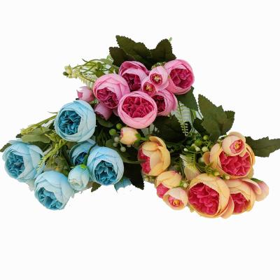 China Wholesale Silk White Rose 5 Heads Roses Artificial Flowers For Wedding Decoration for sale