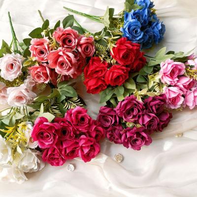 China Bulgarian Rose Beam Flower Multi Color Artificial Simulation Silk Flower Decoration Office Wedding Living Room for sale