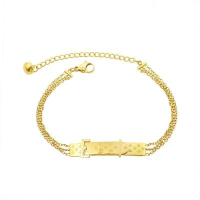 China Fashion Accessory TRENDY Multi Layered Bracelet 18 K Gold Plated Stainless Steel Bracelets For Women for sale