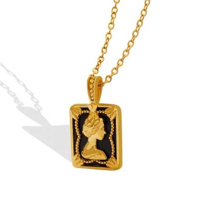 China 2022 Fashion Square Environmentally Friendly Titanium Steel Gold Plated Necklace for sale