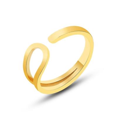 China Wholesale Price TRENDY Fashion 18K Gold Plated Stainless Steel Open Ring For Women for sale