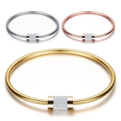 China Original Crystal Charm Snake Chain Bracelet CZ Jewelry Stainless Steel Lead Free Nickel Free Round Charm Multi Colors Bracelets for sale