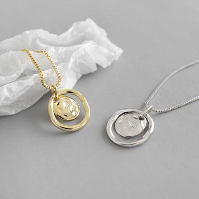 China Lead Free and Nickel Free Minimalist Irregular Round Circle Necklace Collares Sterling Silver Gold Chain Choker Pendant Necklaces for Women for sale