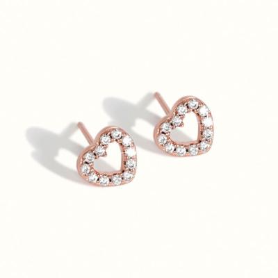 China Nickelez 2022 Newest Lead Free Bling Crystal Hollow Heart Zircon Heart Earring Stud Earrings 925 Sterling Silver CZ Jewelry For Love for sale