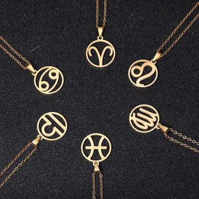 China Hot Selling Amazon Round18k Gold Plated Zodiac Necklace Pendant Charms FASHIONABLE Wholesales for sale