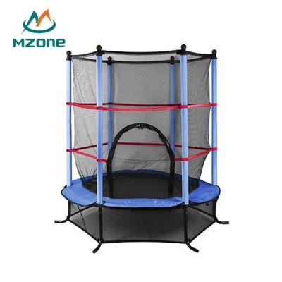 China Galvanized steel+bungee cord+PP Mzone 4.5ft 55 Inch Mini Kids Indoor Trampoline Jumping Bed With Enclosure for sale