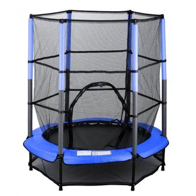 China 50 Kg Mzone 4.5ft 55inch 140cm Junior Kids Jumping First Indoor Mini Trampoline With Safety Net 4.5ft Youth Fence For Children Te koop