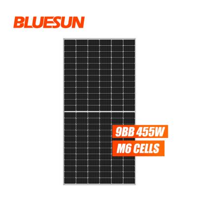 China Bluesun Hot Sale Mono Solar Panel 6BB 9BB 455w Half Cell Solar Tile For Home Use BSM455M-72HPH for sale