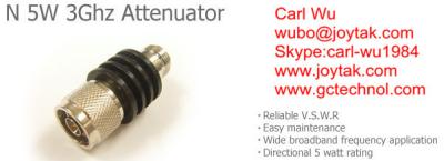 China N type attenuator 5 Watt 3Ghz N male plug to N female jack fixed attenuators / N-JK5W3G for sale