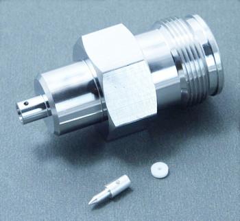 China RF connector 4.3-10 female soldering type for RG141 coaxial cable all brass 50ohm en venta