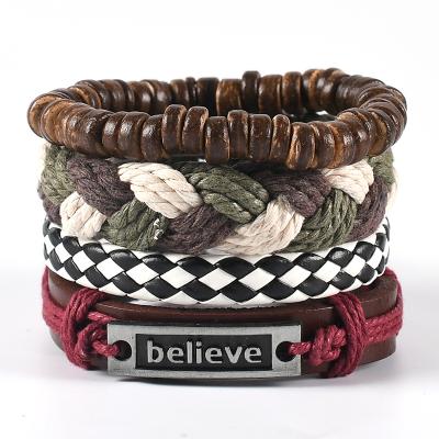 China Vintage Punk Leather Braided Bracelets For Women Leather Punk Bracelet Male Bible Wrap For Men Jewelry for sale