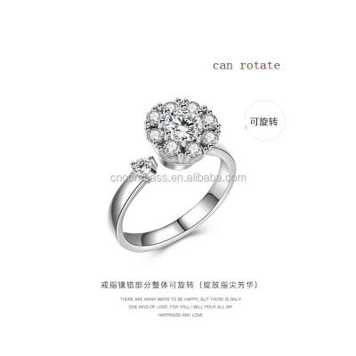 China Wholsale CLASSIC Hot Selling Good Quality Pure Copper Wedding Rings Rotating A Zircon Ring Engagement Rings For Women Gift for sale