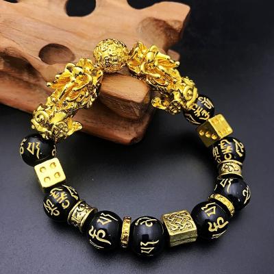 China Wholesale Religious Gold Color Brave Troops Stone Beads Bracelets And Bangles Fashion Jewelry Chinese Lucky Energy Jewelry For Men for sale