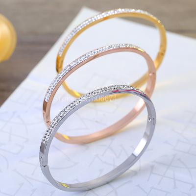 China Open D.C.A. Fashion Rhinestone Jewelry Bangle High Quality Stainless Steel Romantic Bangle For Women for sale