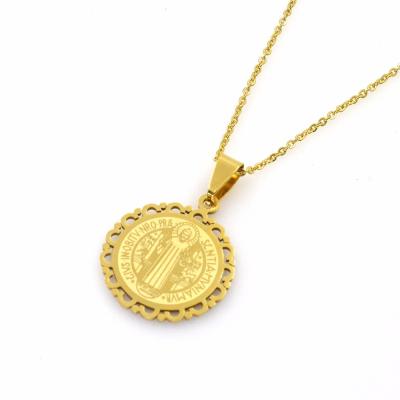 China Hot Sale San Benito Pendant Necklace Amulet Necklace Religion 316 Stainless Steel And Ameria Sale Europe Pendant for sale