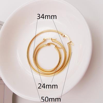 China 1 Pairs Gold 24-70mm Fashion Europe Round Elegant Punk Neo-Gothic Stainless Steel Huge Hoop Earrings Large For Women Party for sale