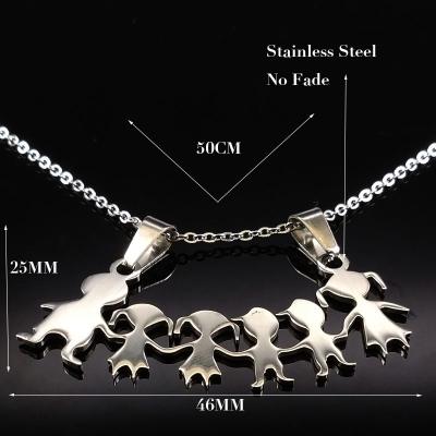 China TRENDY Mom Kids Neckless Jewelry Accessories Stainless Steel Necklace Women Boys Girls Silver Color Family Jewerly Necklaces for sale