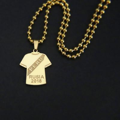 China 2018 Stainless Steel Soccer Cup Stainless Steel Necklace And Peru Russia Soccer Pendant Jersey Pendant Necklace for sale