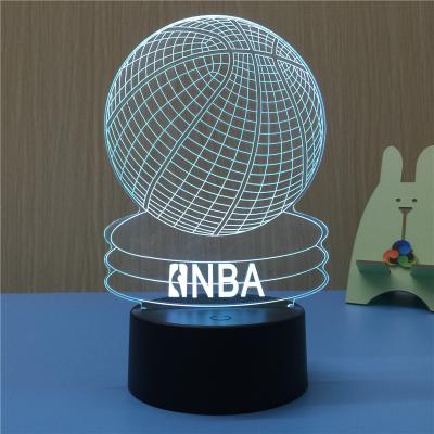 China Basketball Creative Home Decoration 3D Illusion Night Light 3D Visual Acrylic Led Illusion Desk Lamp for sale