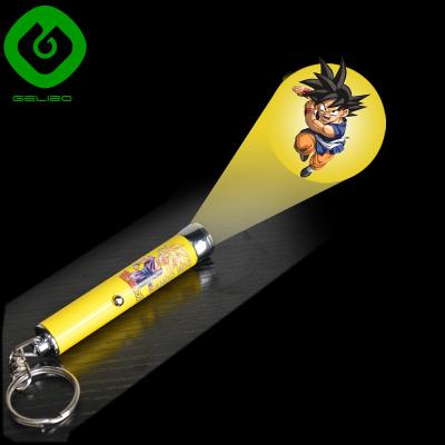 China Metal Customized Logo LED Projector Flashlight Key Chain For Promotional Gifts for sale