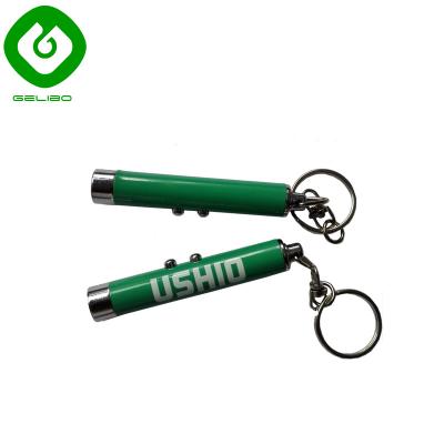 China Advertising-Wholesale Promotional Hot Sale 2 in 1 LED Flashlight Key Chain with Laser Indicator for sale