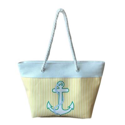 China Custom beach bag manufacturer fashion cotton rope shopping bag beach bag stitching for sale