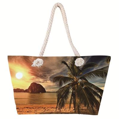 China Large Capacity Shopping Bags 2022 Cotton Women's Handbags Handbags Digital Printing Customs Deign Shopping Bags Canvas Women's Beach Tote Bags for sale