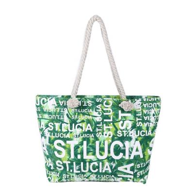 China High Quality Beach Bag 2021 New Fashion Ladies Printed Cotton Rope Beach Bag for sale