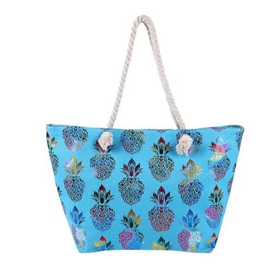 China Large Capacity Colorful Shopping Bags Cotton Rope Fashion Pineapple-patterned Shopping Bag for sale