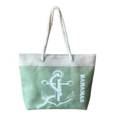 China Wholesale Printed Canvas Beach Bag Bahamian Cotton Rope Beach Bag Turtle Spot Tote Elegant Bag for sale