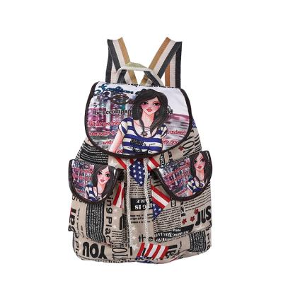 China Large capacity shopping bags manufacture customized ODM travel backpack, polyester/cotton fabric fashion flag pattern backpack can be customized LOGO for sale