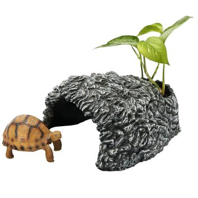 China Removable Cover Reptile Landscape Hole Home Mansion Decor Ideas For Aquariums Reptile Box Shelter Turtle Ornament for sale