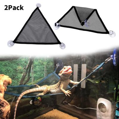 China Breathable Triangle Reptiles Hanging Lizard Hammock Pet Hammock Net Black Mesh Portable Animal Hammock for sale