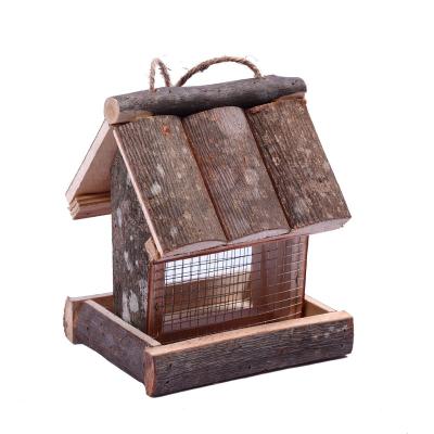 China Outdoor Patio Garden Bird House Breathable Hanging Decorative Pet Cottage Distressed Leaves Wooden Aviary for sale