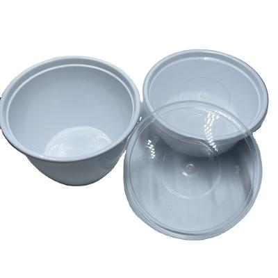 China Disposable Plastic Microwavable PP Soup Bowl White Round Microwave Heated Takeout Lunch Box for sale